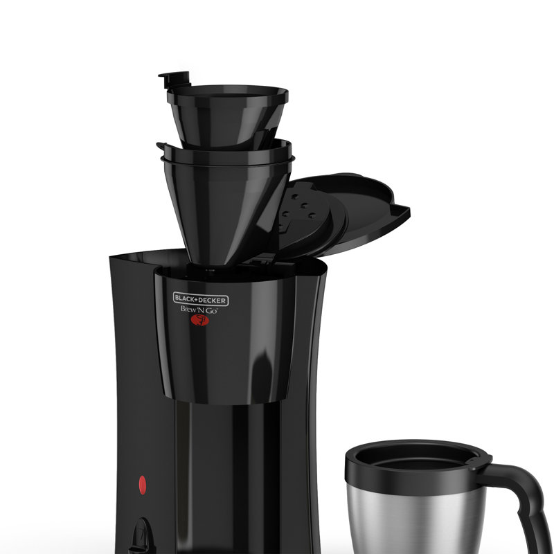 Black + Decker 2Cup Brew 'N Go Personal Coffee Maker with Travel Mug